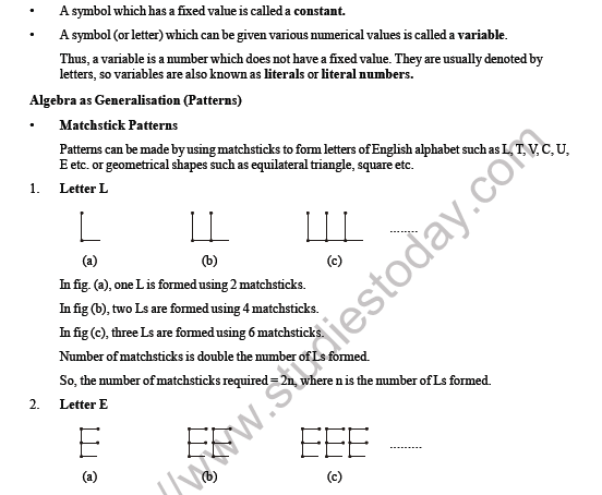 CBSE Class 6 Maths Algebra Worksheet